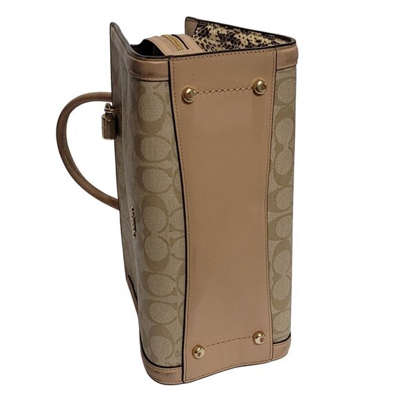 Coach Zoe Carryall Crossbody Anti-Theft Snakeskin Signature Canvas - Picture 9 of 12